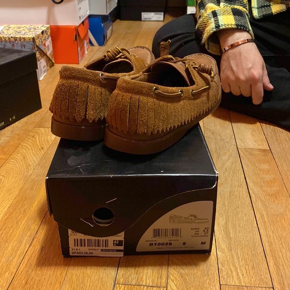 Sebago brown suede boat shoe with fringe size 9 - Picture 3 of 4